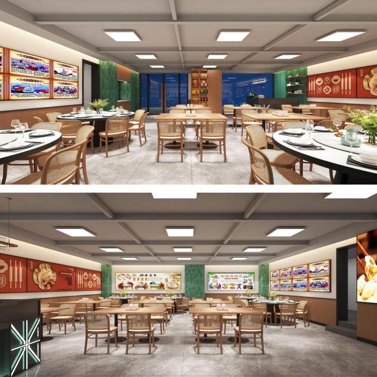 現(xiàn)代簡約風(fēng)格餐飲店設(shè)計效果圖案例